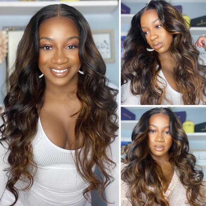 #1B/30 Copper Blonde Highlight Glueless Wig Pre Plucked Pre-Cut Lace Pre Bleached Body Wave Wig - Image 5