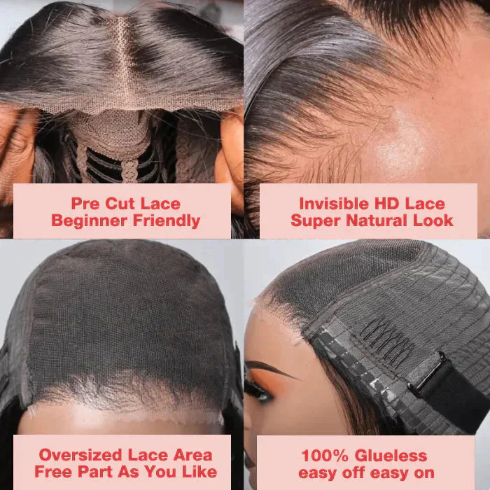 8*5 Pre Cut HD Lace Closure Wigs Straight/Body Wave Glueless Put On And Go Wig Pre Bleached Knots - Image 4