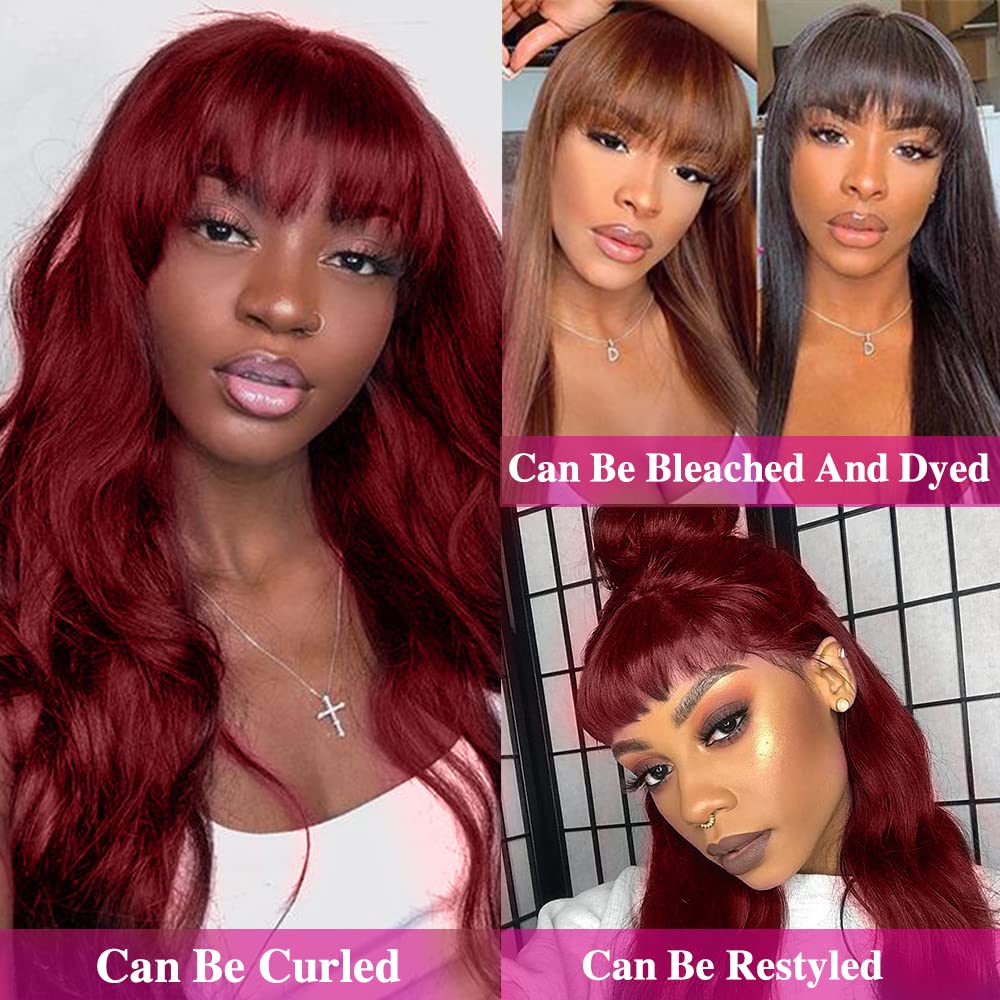 #99J Straight Human Hair Wigs With Bangs Top Lace Wig With Bangs - Image 5