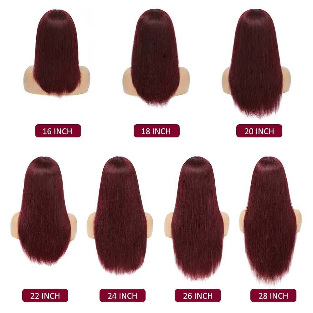 #99J Straight Human Hair Wigs With Bangs Top Lace Wig With Bangs - Image 6