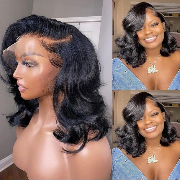 Pre-Styled Side Part Glueless Body Wave Bob Wigs Pre Cut Lace Front Wig 12A Grade Short Cut Style - Image 5