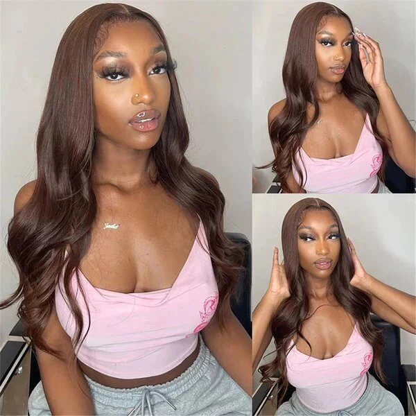 Subella Body Wave Wig Human Hair Dark Brown Wig HD Lace Front Wig Colored Wigs - Image 5