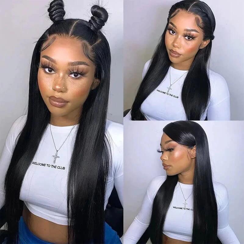 Breathable 360 Lace Wig Pre Plucked Straight Human Hair Wig Natural Hairline - Image 3