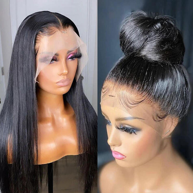 Breathable 360 Lace Wig Pre Plucked Straight Human Hair Wig Natural Hairline - Image 5