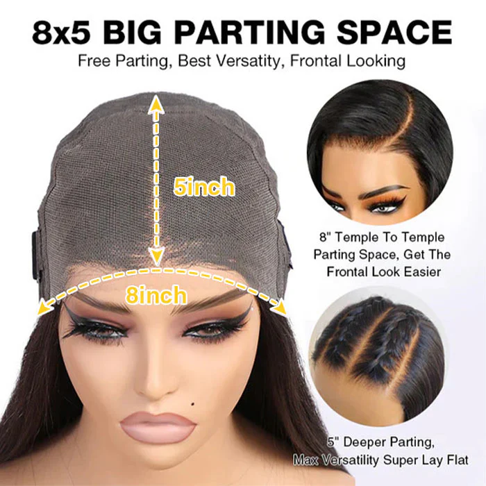 Cinnamon Orange Ginger Color #350 Straight/Body Wave 8x5 Pre Cut HD Lace Human Hair Glueless Wig - Image 9