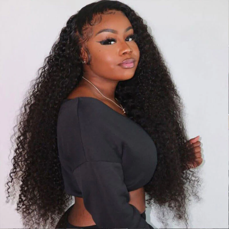 Subella  Curly Wig 100% Human Hair Swiss Lace Curly Hair 13*4 HD Transparent Lace Front Wig - Image 3