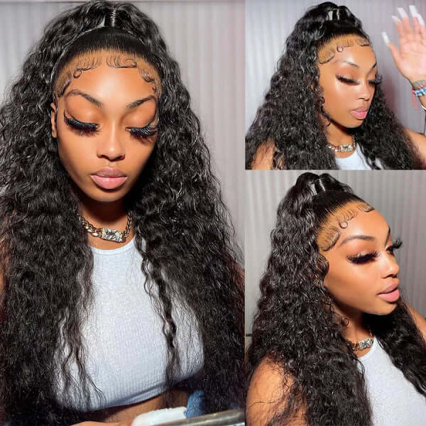 Deep Wave 360 Lace Front Wigs HD Transparent Lace Wig Wet And Wavy Human Hair - Image 4