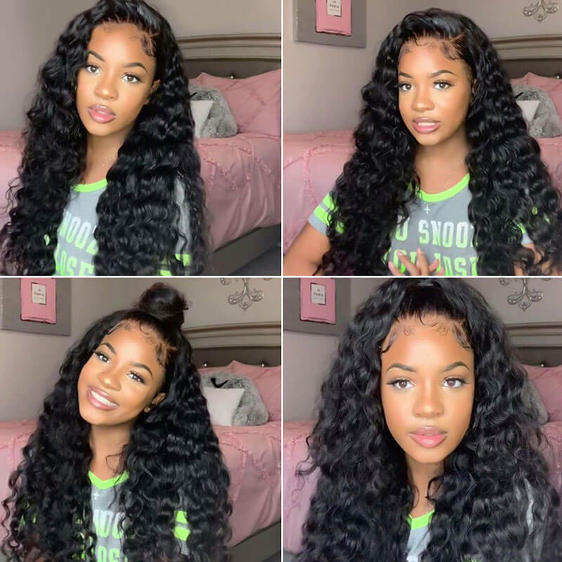 Deep Wave HD Transparent Lace Front Wig Pre Plucked Natural Hairline 100% Human Virgin Hair Wigs - Image 5