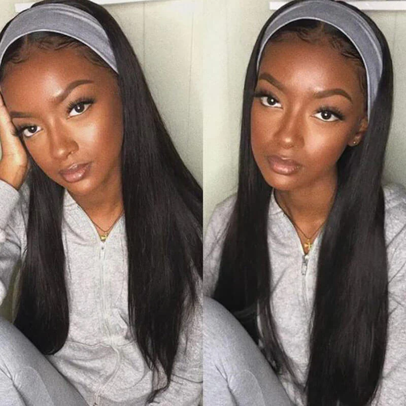 Straight Headband Wig Natural Color Human Virgin Hair Wig Headband Half Wig| Beginner Friendly - Image 3