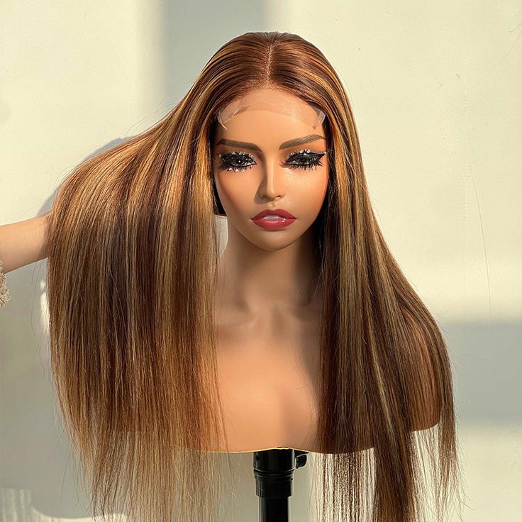 18"=$98 Highlight Wigs 4/27 Color 4x4 HD Lace Closure Wig Straight Human Hair Wig Special Offer - Image 3