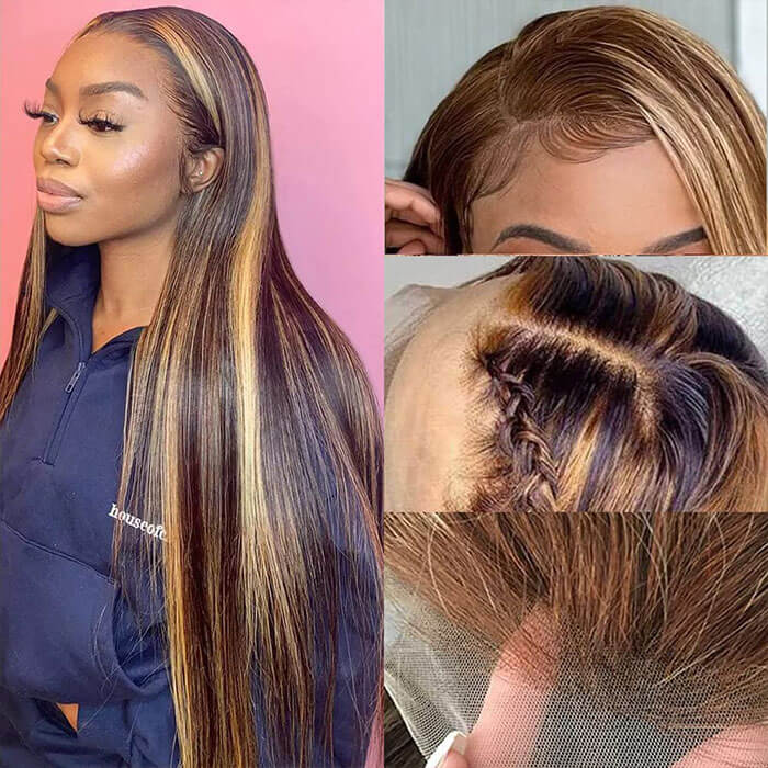 18"=$98 Highlight Wigs 4/27 Color 4x4 HD Lace Closure Wig Straight Human Hair Wig Special Offer - Image 5