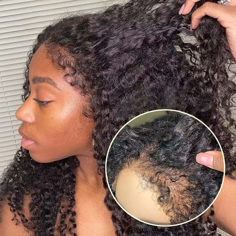 NEW Kinky Curly 4C Edges Realistic Hairline 8x5/360 Pre Cut HD Lace Frontal Glueless Human Hair Wigs - Image 5