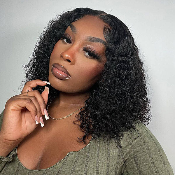 [$99 = 2 Wigs] 220% Density Straight & Curly Blunt Cut Bob Wig 4x4 HD Lace Closure Short Human Hair Wigs Special Offer - Image 6