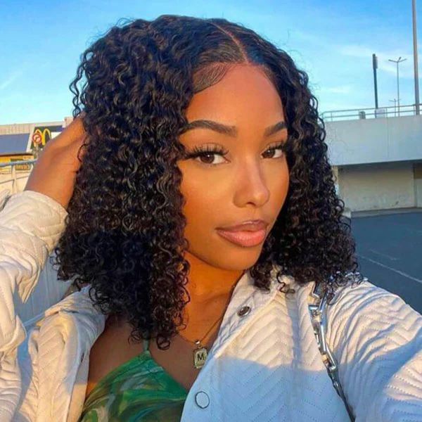 [$99 = 2 Wigs] 220% Density Straight & Curly Blunt Cut Bob Wig 4x4 HD Lace Closure Short Human Hair Wigs Special Offer - Image 7