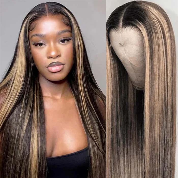 Blonde Highlight 8*5 Pre Cut HD Lace Closure Wigs #P1B/27 Color Glueless Put On And Go Wig - Image 4