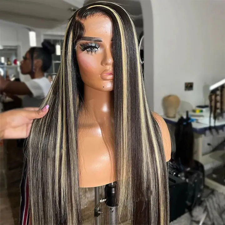 Blonde Highlight 8*5 Pre Cut HD Lace Closure Wigs #P1B/27 Color Glueless Put On And Go Wig - Image 5