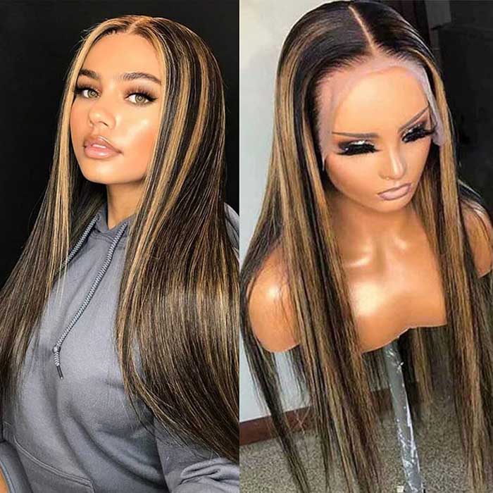 Blonde Highlight 8*5 Pre Cut HD Lace Closure Wigs #P1B/27 Color Glueless Put On And Go Wig - Image 6
