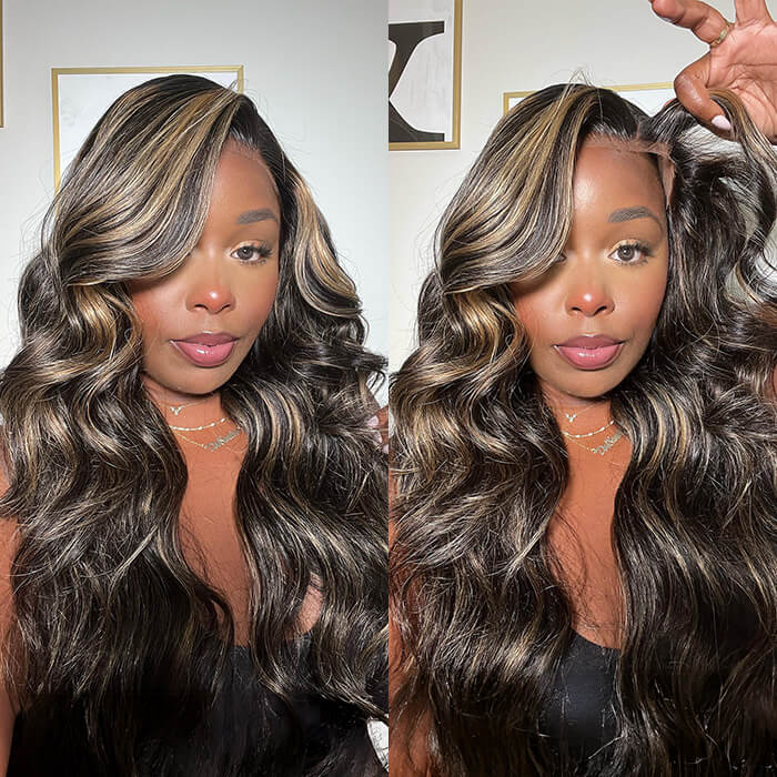 Blonde Highlight 8*5 Pre Cut HD Lace Closure Wigs #P1B/27 Color Glueless Put On And Go Wig - Image 7