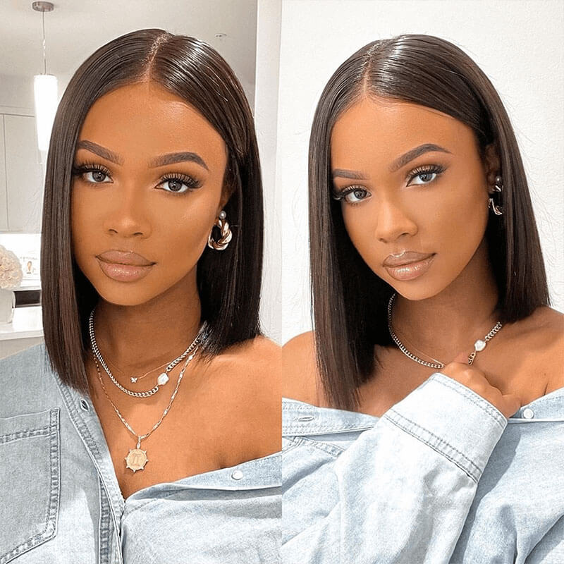 Subella Short Bob Wigs Straight Hair 4x4 HD Transparent Lace Closure Human Hair Wigs With Full Ends - Image 5