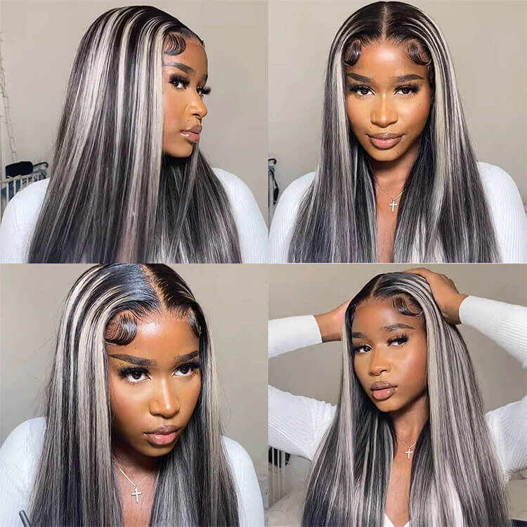 Subella Blonde Highlights HD Lace Front Wigs 13x4/13x6 Glueless Wigs Pre Cut Black Wig with #613 Blonde Highlight - Image 7
