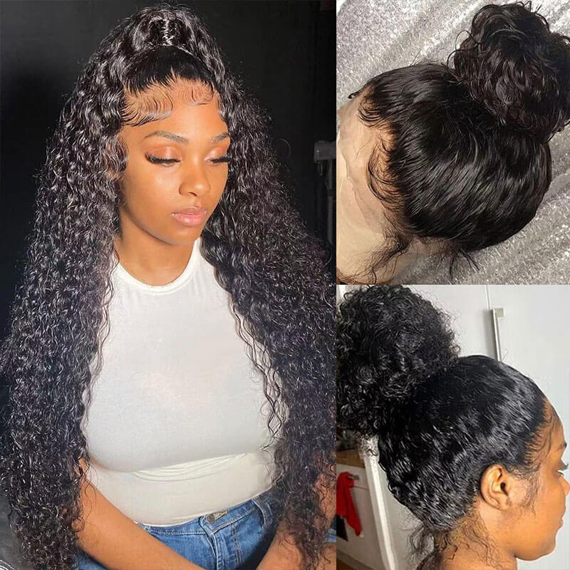 Water Wave 360 HD Transparent Lace Front Wigs Transparent Lace Wig Wet And Wavy Human Hair - Image 3